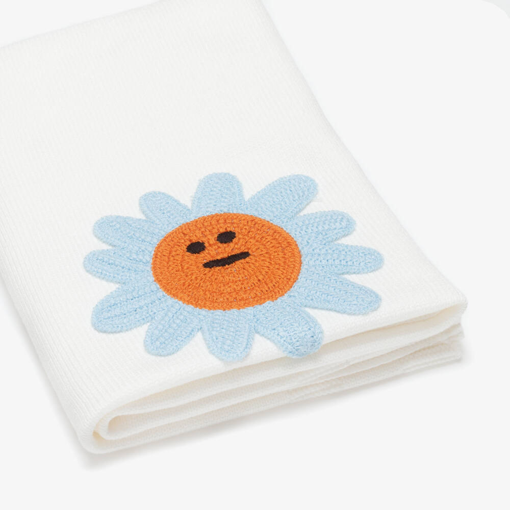 Stella McCartney Kids-Ivory Planet Knit Cotton Blanket (78cm) | Childrensalon