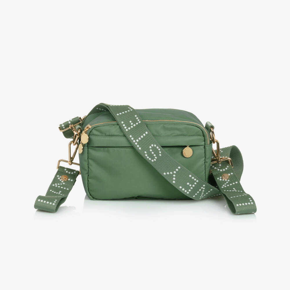 Stella McCartney Kids-Khaki Green Crossbag Changing Bag With Logo Strap (21cm) | Childrensalon