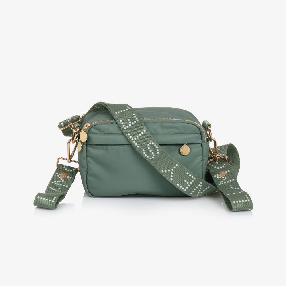 Stella McCartney Kids-Khaki Green Crossbag Changing Bag With Logo Strap (21cm) | Childrensalon