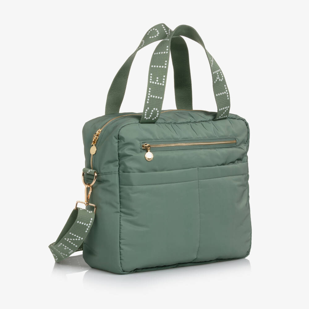 Stella McCartney Kids-Khaki Green Logo Strap Changing Bag (34cm) | Childrensalon