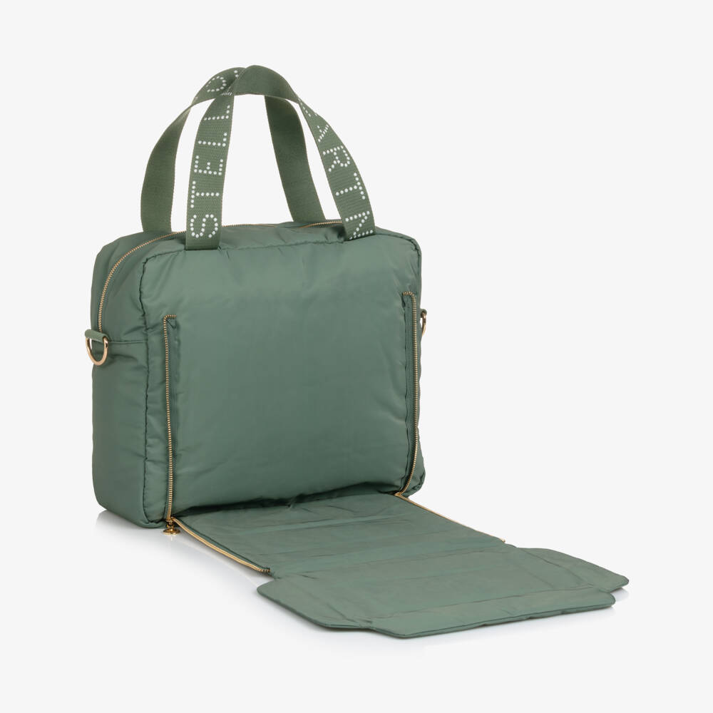 Stella McCartney Kids-Khaki Green Logo Strap Changing Bag (34cm) | Childrensalon