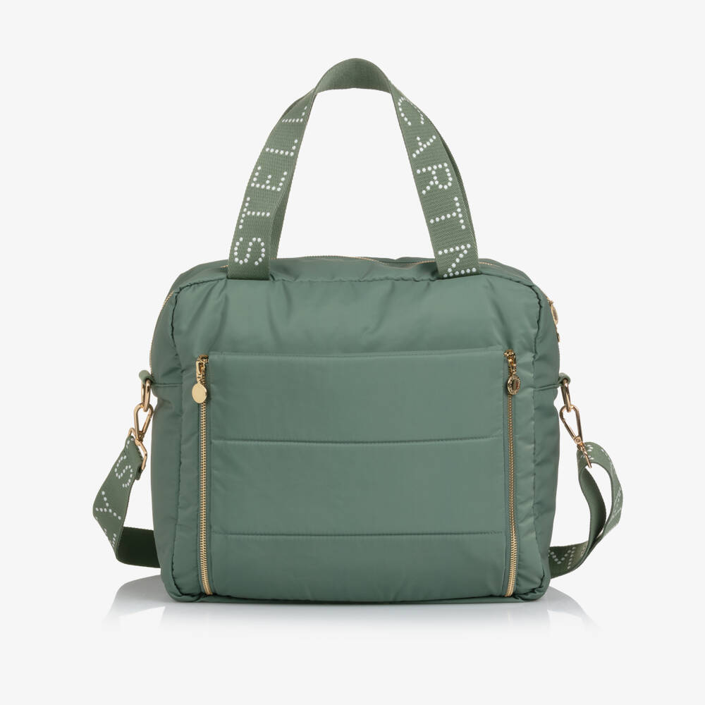 Stella McCartney Kids-Khaki Green Logo Strap Changing Bag (34cm) | Childrensalon