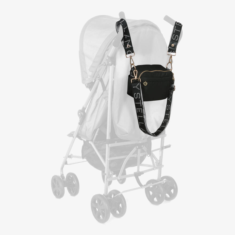 Stella McCartney Kids-حقيبة تغيير الحفاضات كروس بودي لون أسود (25 سم) | Childrensalon