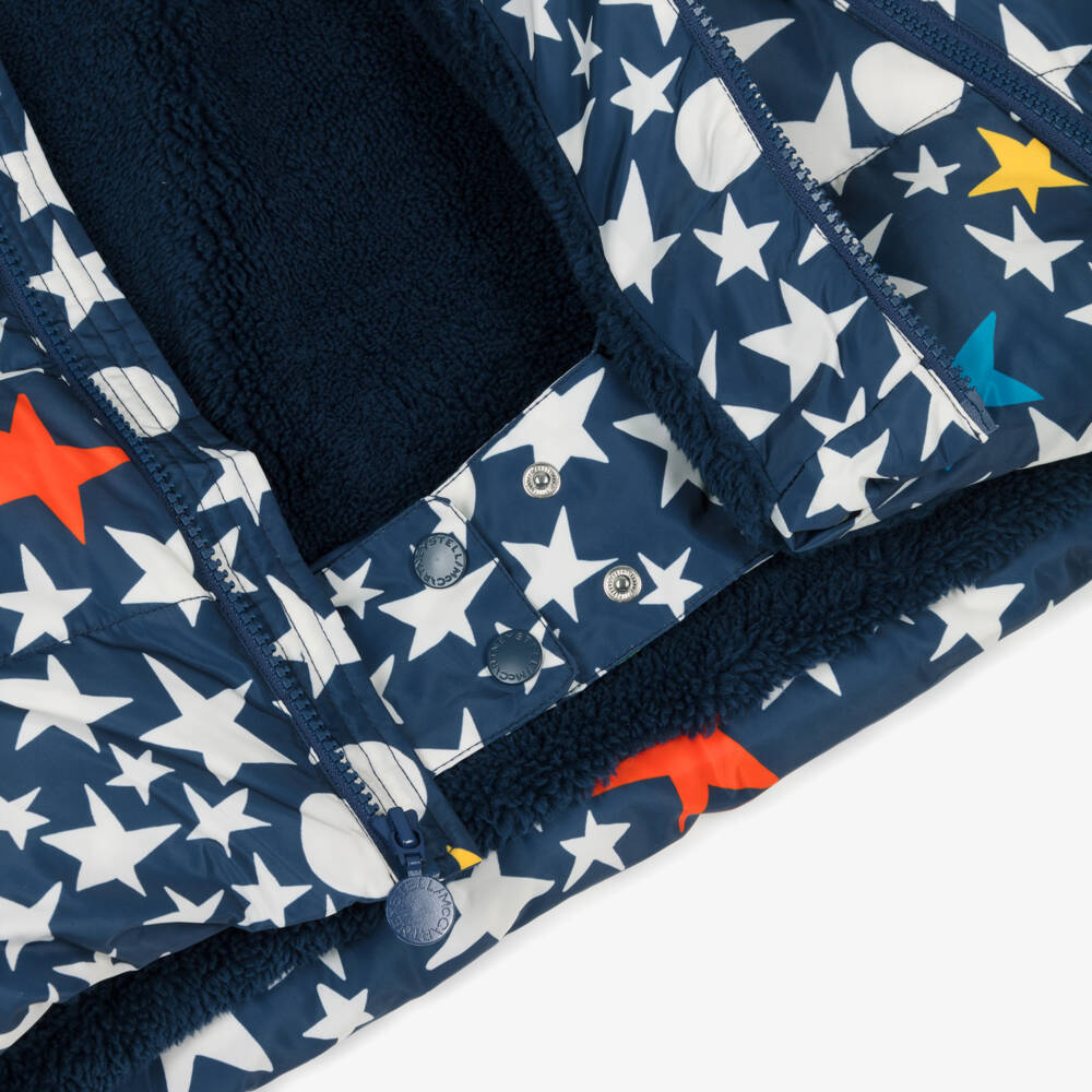 Stella McCartney Kids-Navy Blue Star Print Puffer Jacket | Childrensalon
