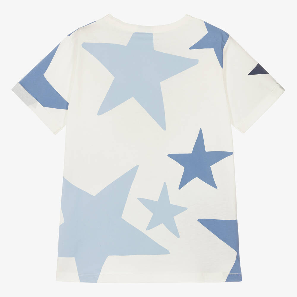 Stella McCartney Kids-Teen Girls Ivory & Blue Star Cotton T-Shirt | Childrensalon