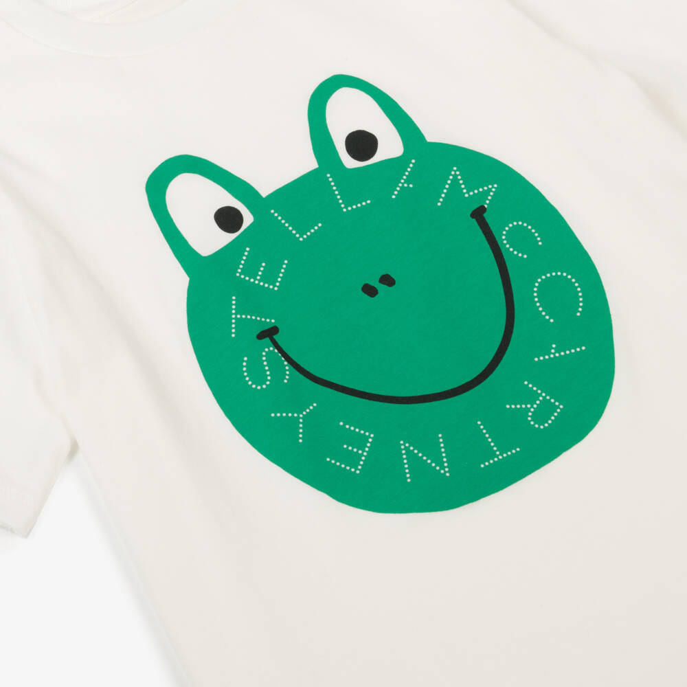 Stella McCartney Kids-White Cotton Frog T-Shirt | Childrensalon