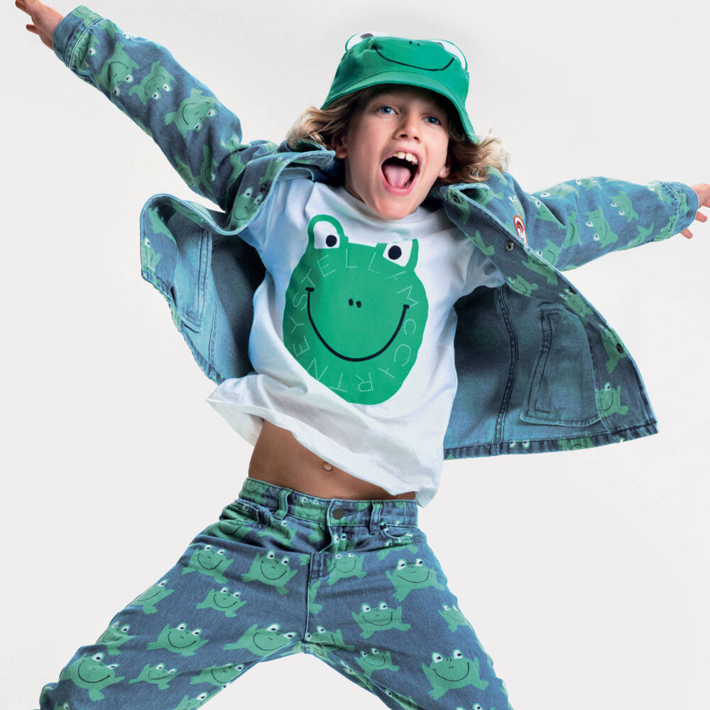 Stella McCartney Kids-White Cotton Frog T-Shirt | Childrensalon