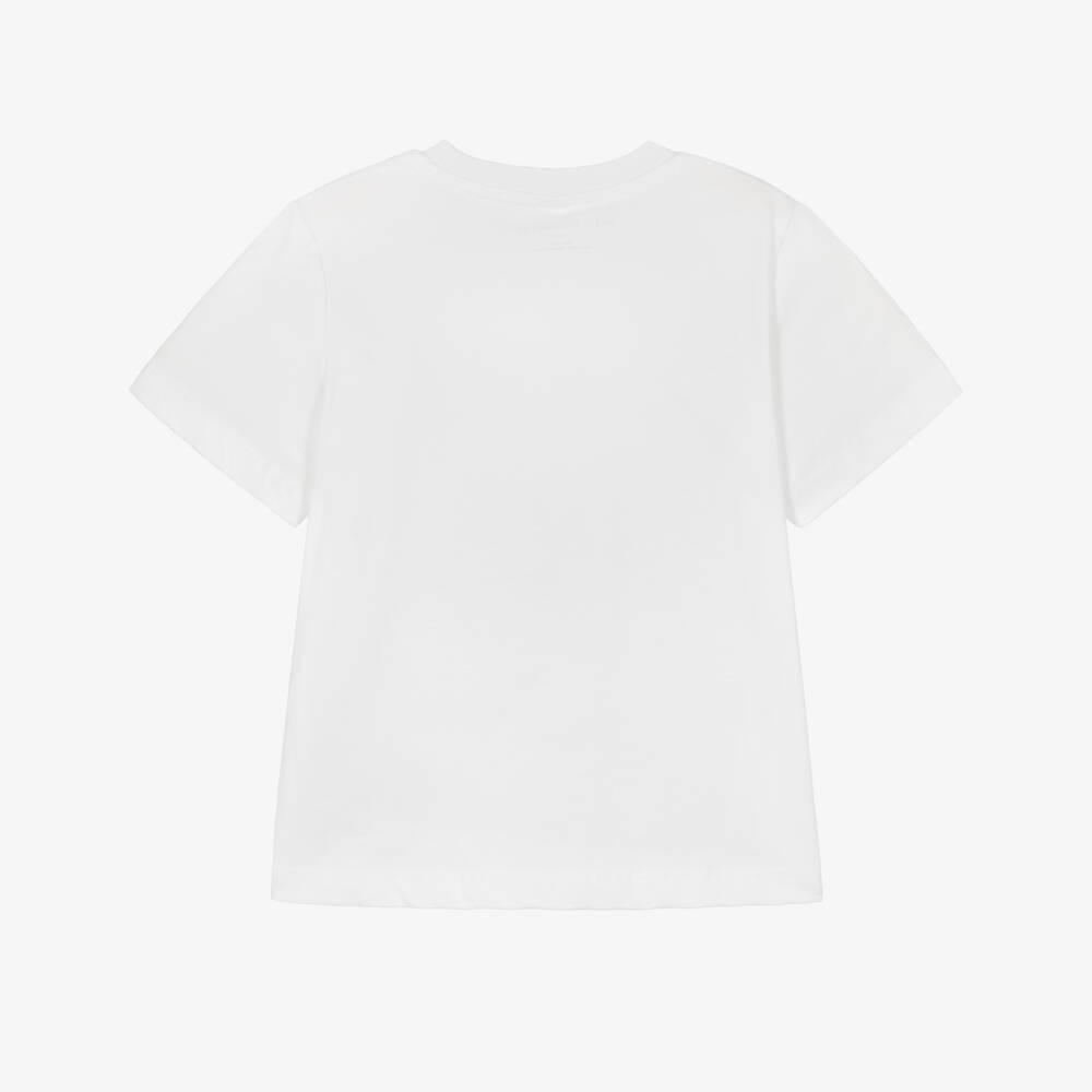 Stella McCartney Kids-White Lasso Logo T-Shirt | Childrensalon