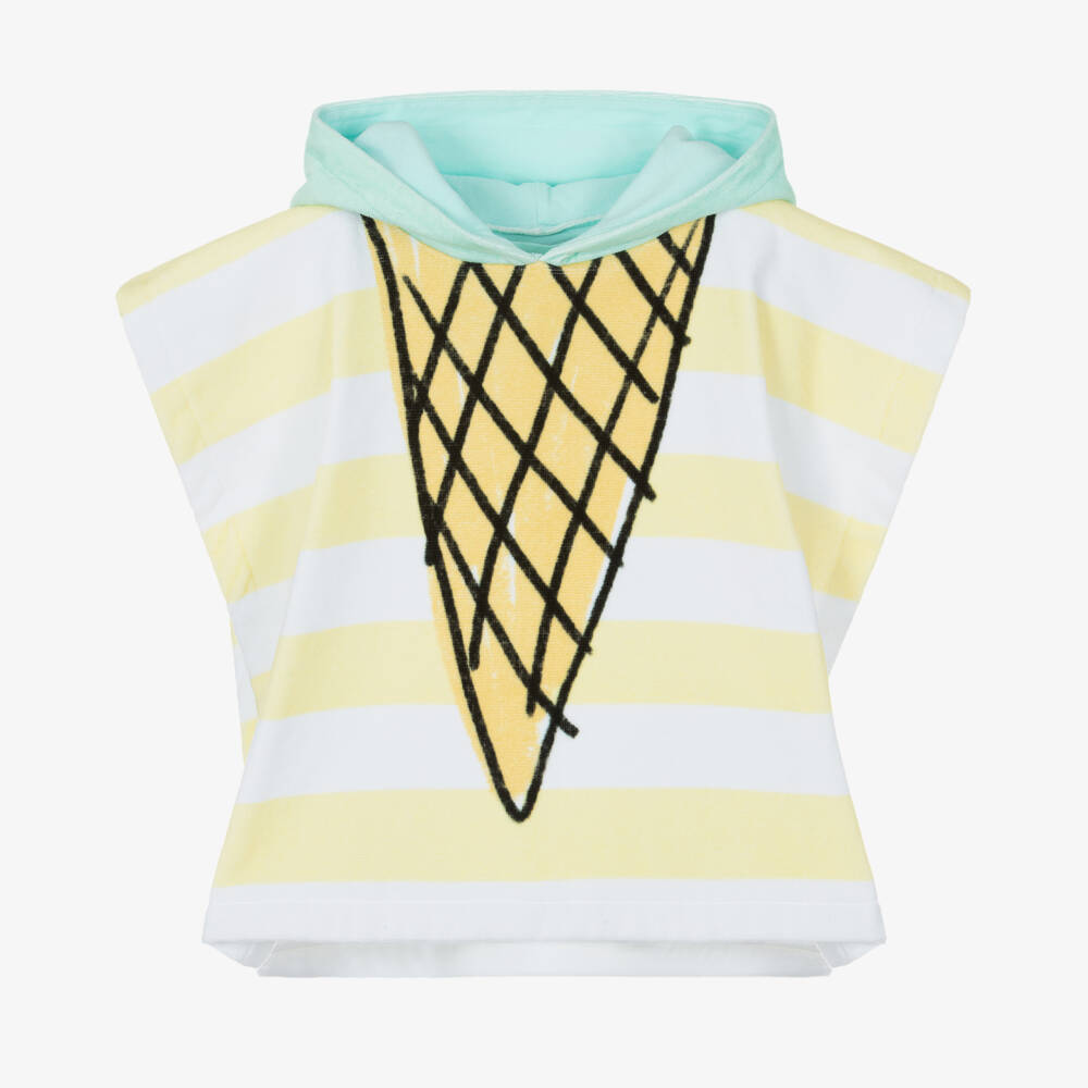 Stella McCartney Kids-Yellow Stripe Hooded Towel Poncho | Childrensalon
