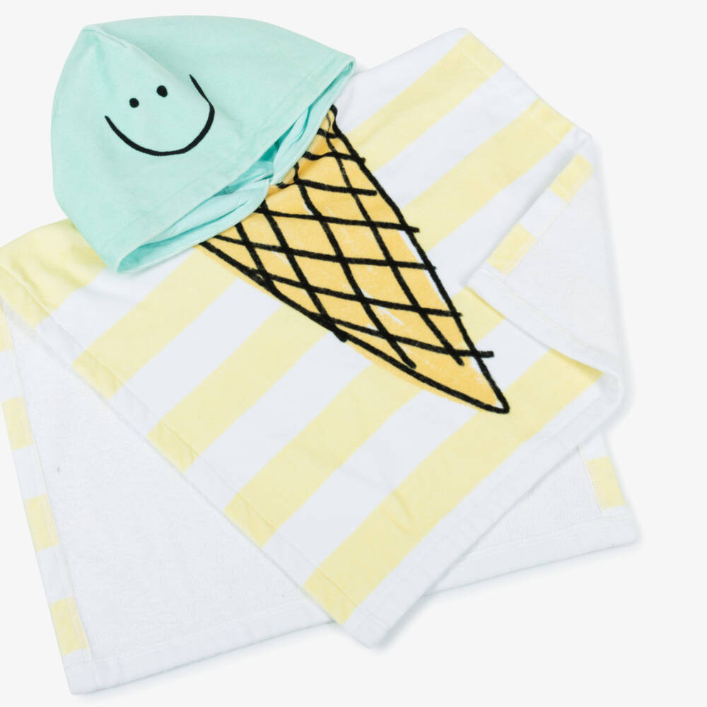 Stella McCartney Kids-Yellow Stripe Hooded Towel Poncho | Childrensalon