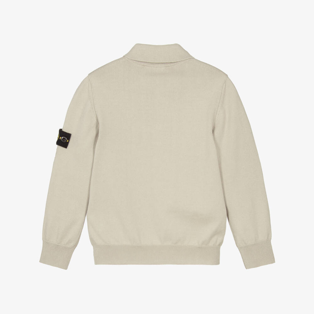 Stone Island Junior-Рубашка поло бежевая из трикотажа для мальчиков | Childrensalon