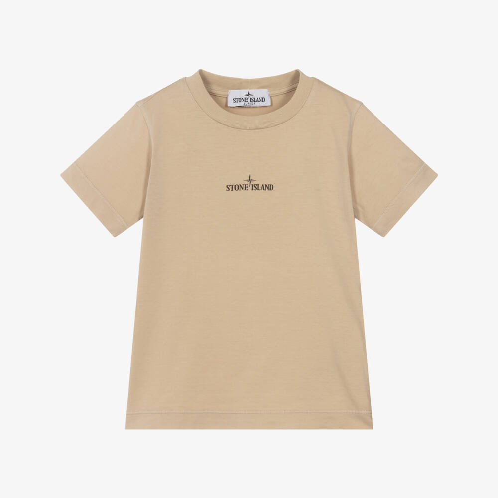 Stone Island Junior - Boys Beige Cotton T-Shirt with