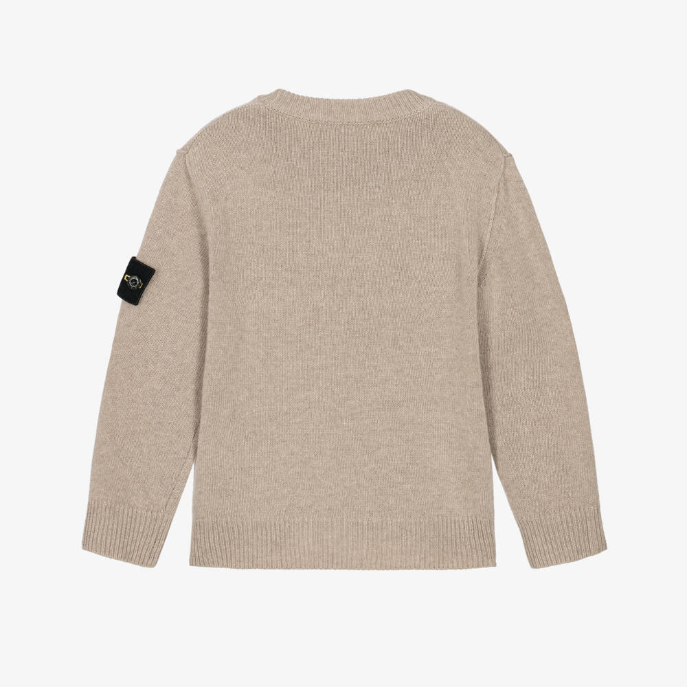 Stone Island Junior-Boys Beige Knitted Compass Sweater | Childrensalon