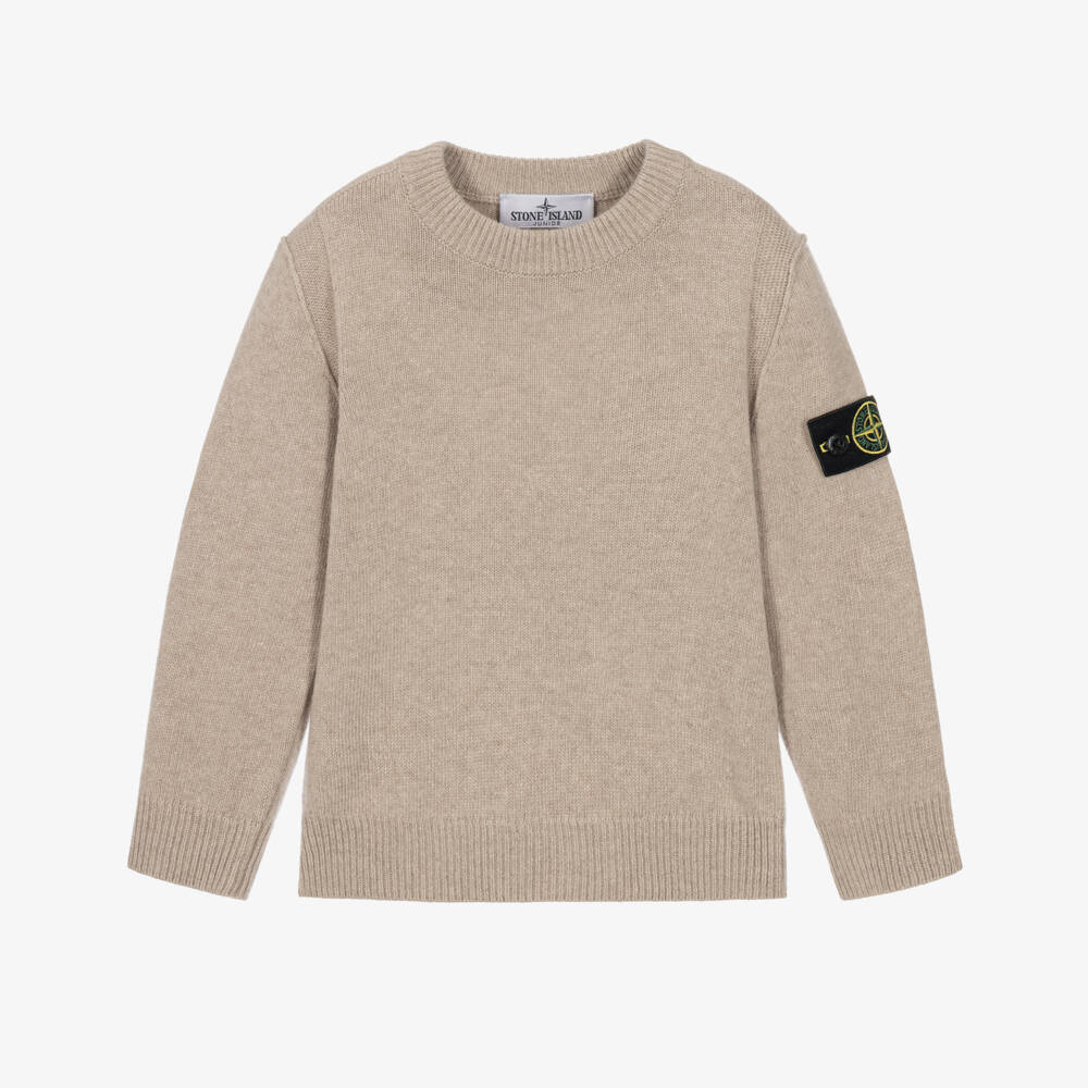 Stone Island Junior-Boys Beige Knitted Compass Sweater | Childrensalon