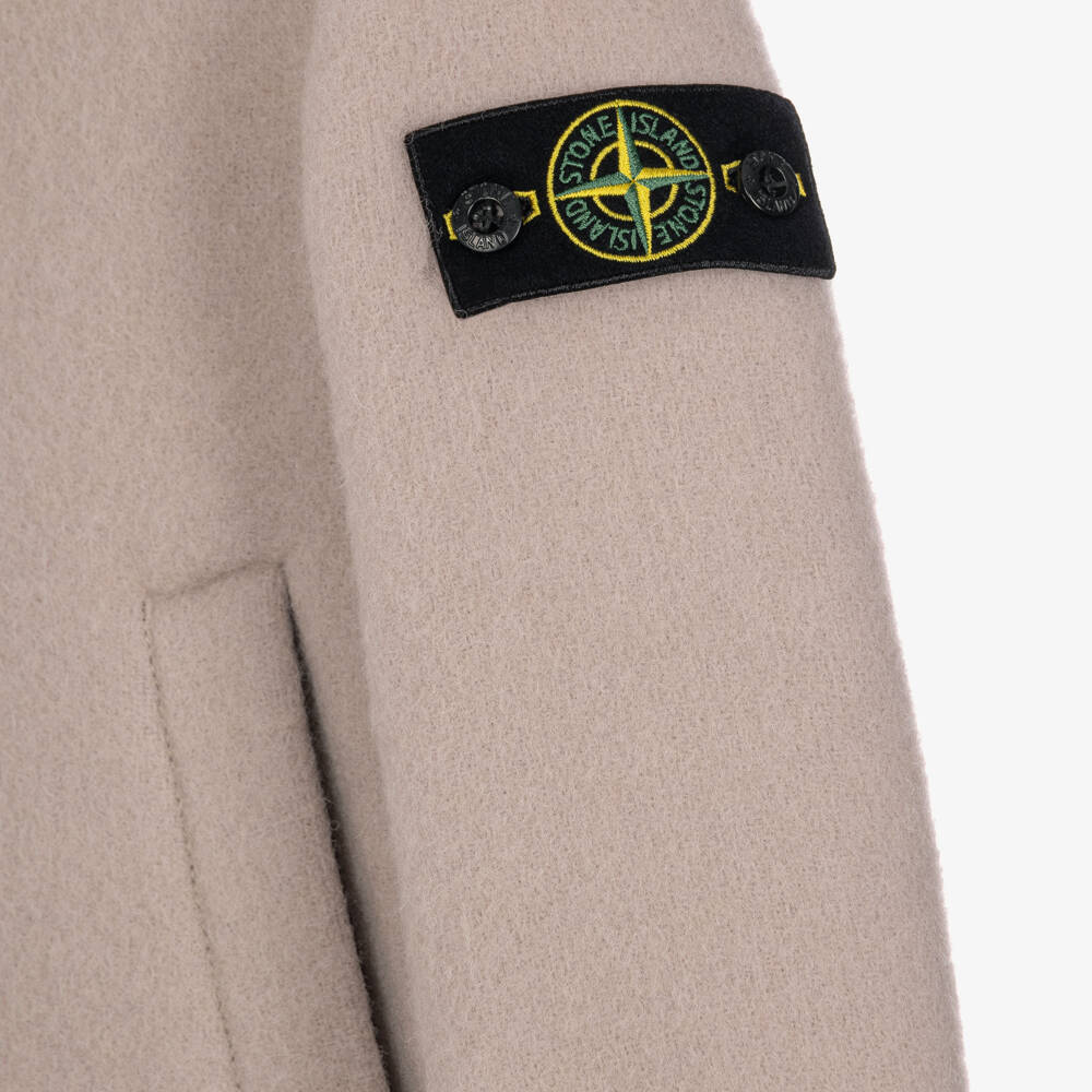 Stone Island Junior-Boys Beige Wool Jacket with Compass Badge | Childrensalon