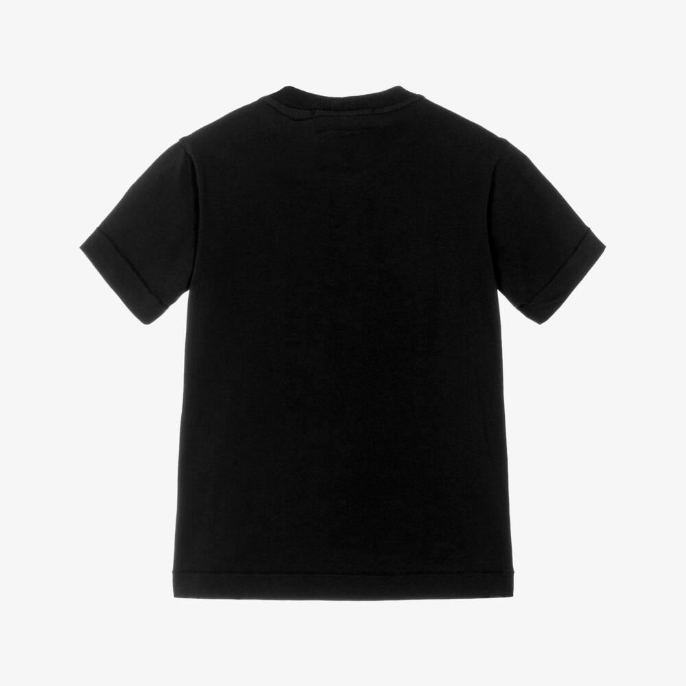 Stone Island Junior-Boys Black Cotton Compass Patch T-Shirt | Childrensalon