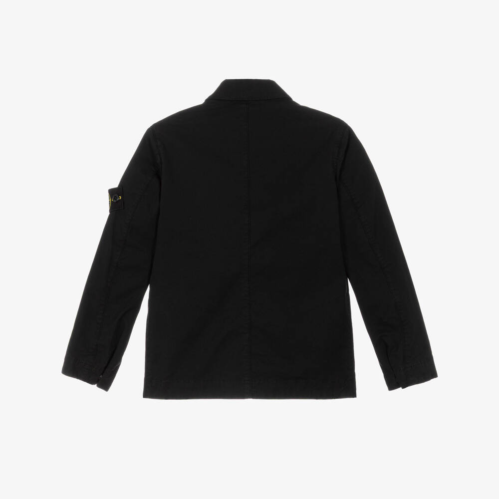 Stone Island Junior-جاكيت قطن بوبلين لون أسود للأولاد | Childrensalon