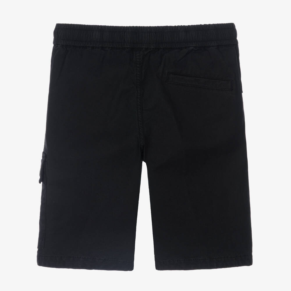 Stone Island Junior-Boys Black Cotton Shorts with Logo Compass Badge | Childrensalon