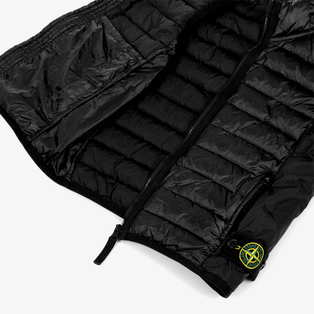 Stone Island Junior-Жилет-пуховик черный с компасом для мальчиков | Childrensalon