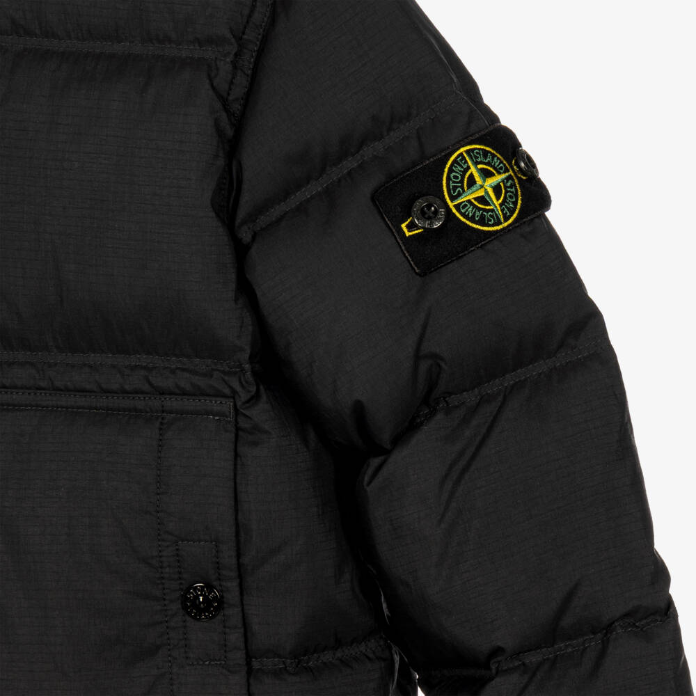 Stone Island Junior-Boys Black Down Padded Ripstop Jacket | Childrensalon