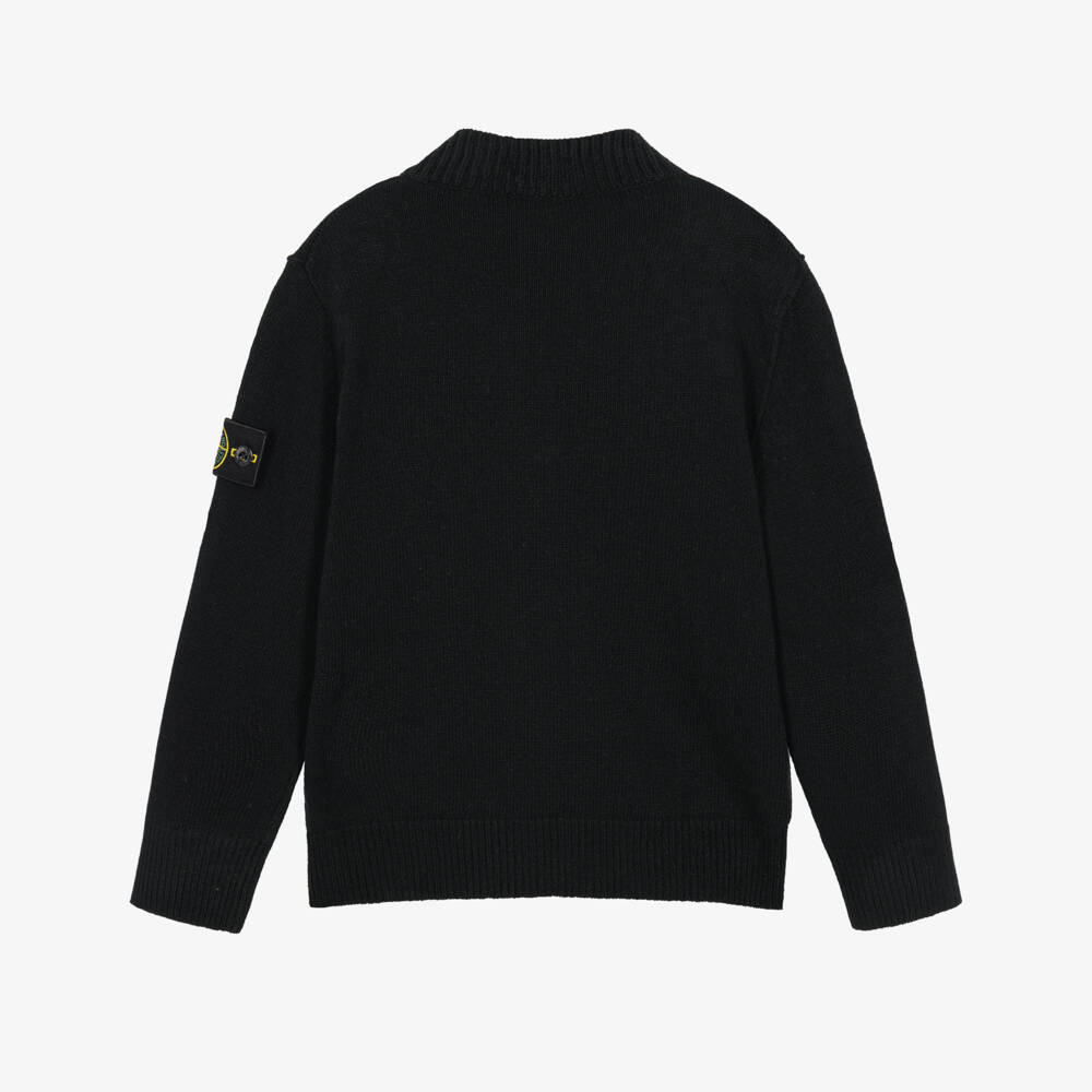 Stone Island Junior-Boys Black Half Zip Sweater with Compass Badge | Childrensalon
