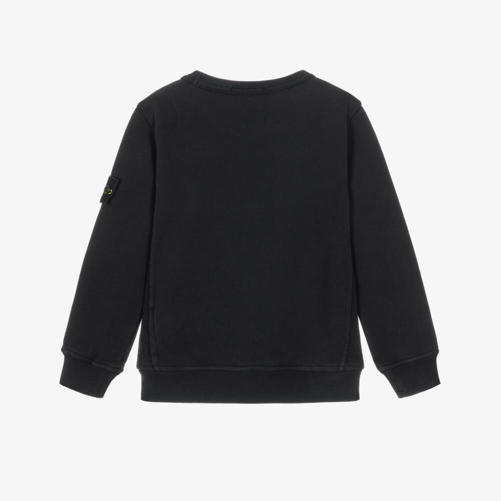 Stone Island Junior-Boys Black Organic Cotton Crew Neck Sweatshirt | Childrensalon