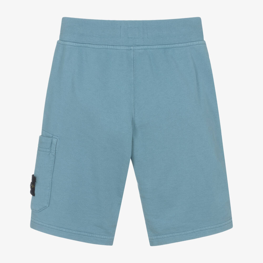 Stone Island Junior-Boys Blue Cotton Jersey Shorts with Logo Badge | Childrensalon