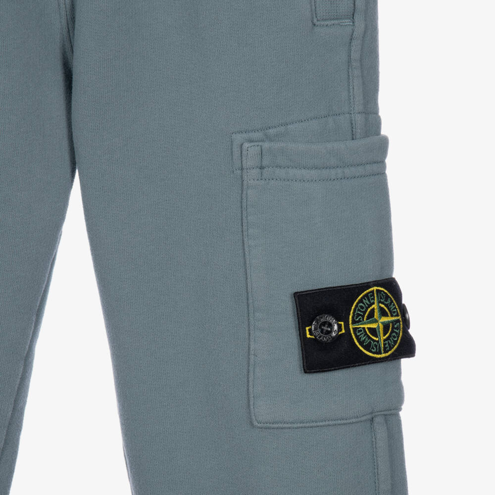 Stone Island Junior-Boys Blue Organic Cotton Joggers with Compass Badge | Childrensalon