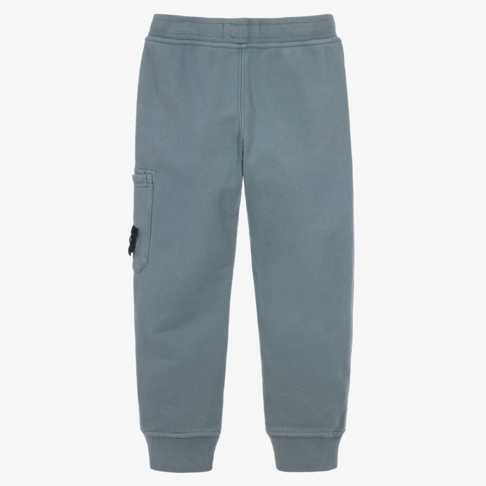 Stone Island Junior-Boys Blue Organic Cotton Joggers with Compass Badge | Childrensalon