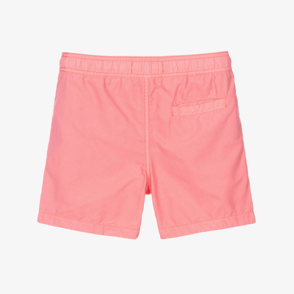 Stone Island Junior-Boys Coral Pink Swim Shorts with Compass Logo Badge | Childrensalon
