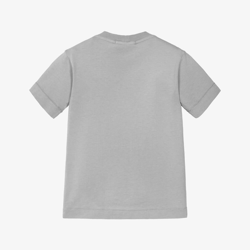 Stone Island Junior - Boys Grey Cotton Compass Patch T-Shirt