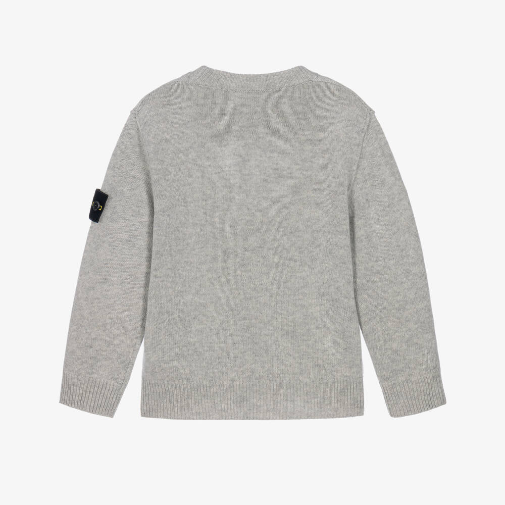 Stone Island Junior-Boys Grey Knitted Compass Sweater | Childrensalon