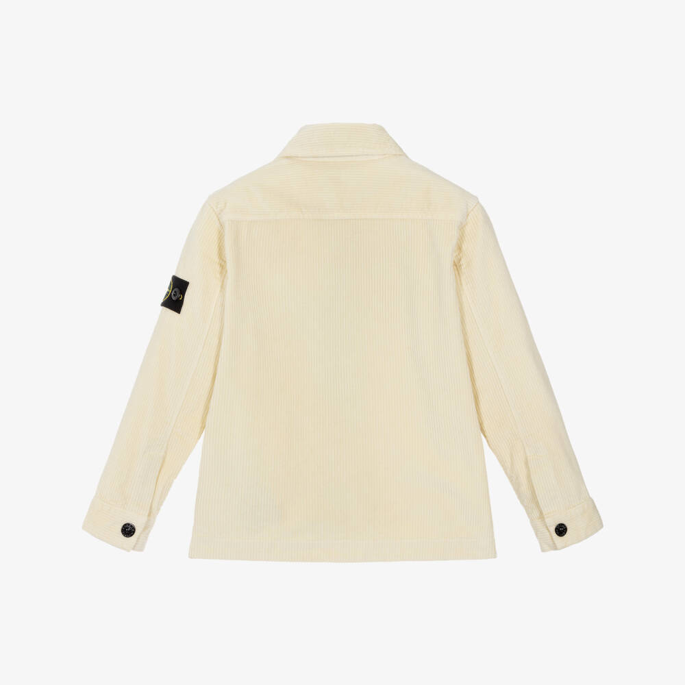Stone Island Junior-Boys Ivory Corduroy Zip-Up Overshirt | Childrensalon