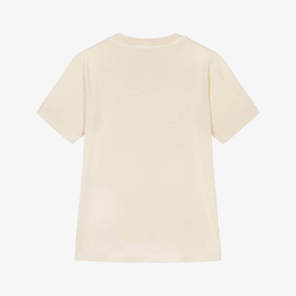 Stone Island Junior-Boys Ivory Cotton T-Shirt with Compass Graphic | Childrensalon