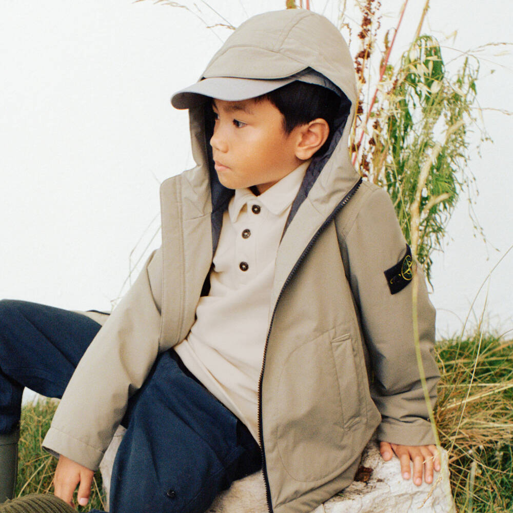 Stone Island Junior-Boys Ivory Organic Cotton Polo Sweatshirt | Childrensalon