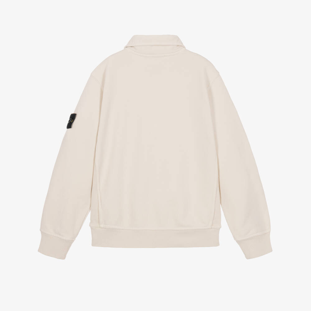 Stone Island Junior-Boys Ivory Organic Cotton Polo Sweatshirt | Childrensalon