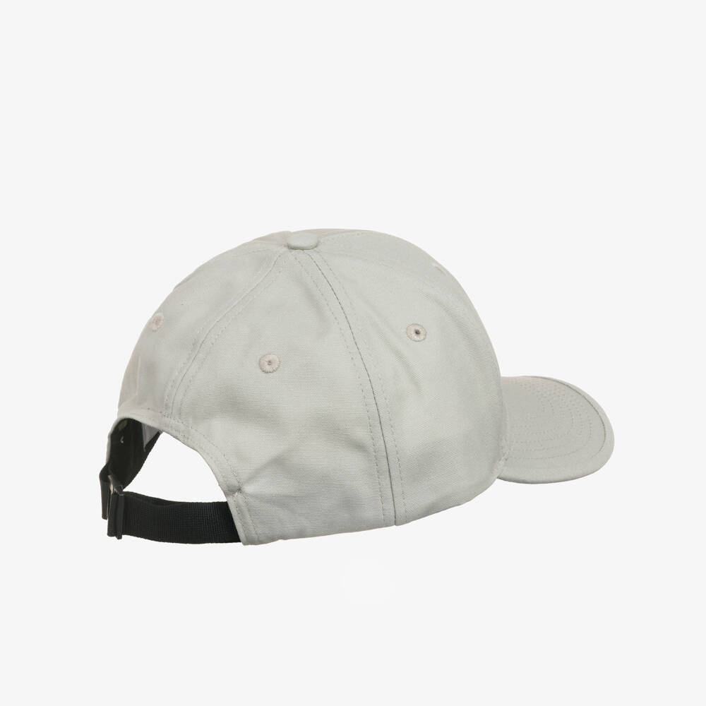 Stone Island Junior-Boys Light Grey Cotton Twill Cap with Embroidered Logo | Childrensalon