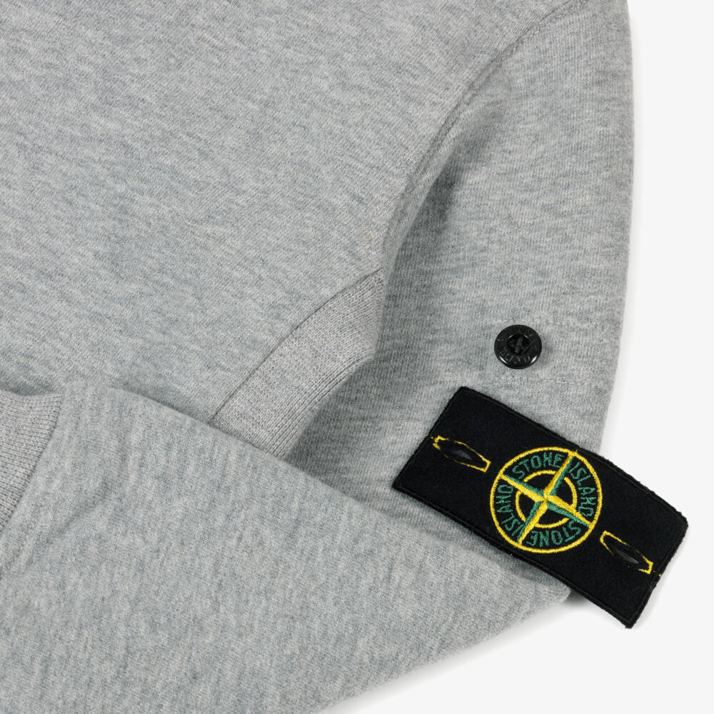 Stone Island Junior-Boys Light Grey Organic Cotton Compass Badge Sweatshirt | Childrensalon