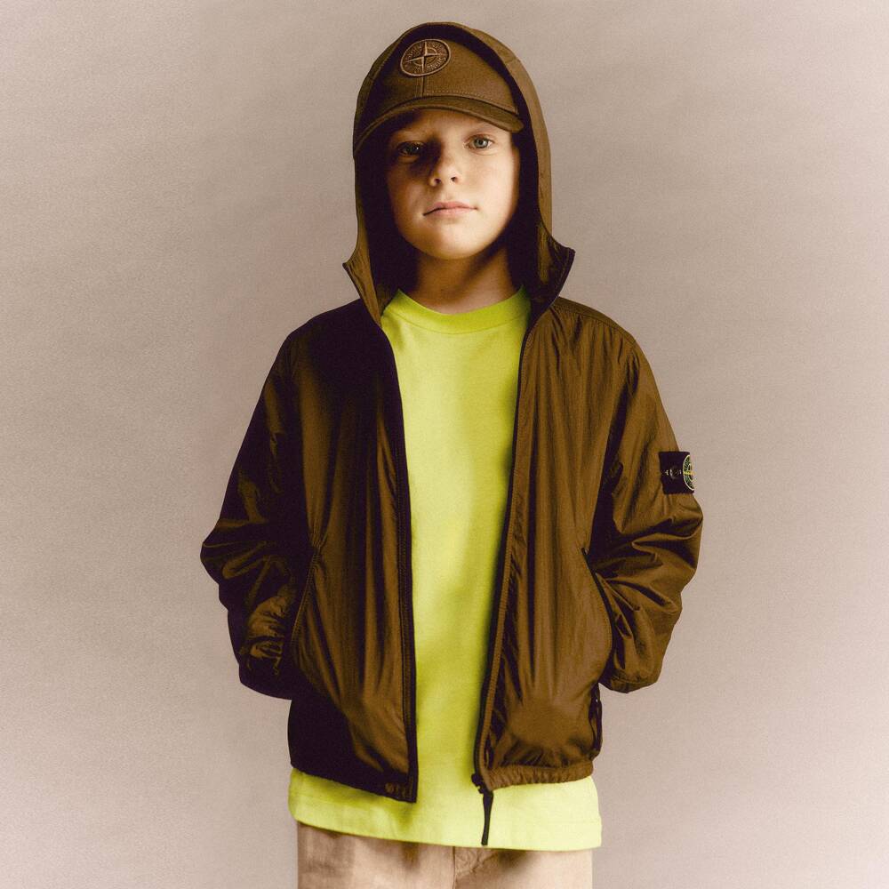 Stone Island Junior-Boys Lime Green T-Shirt with Compass Logo Patch | Childrensalon