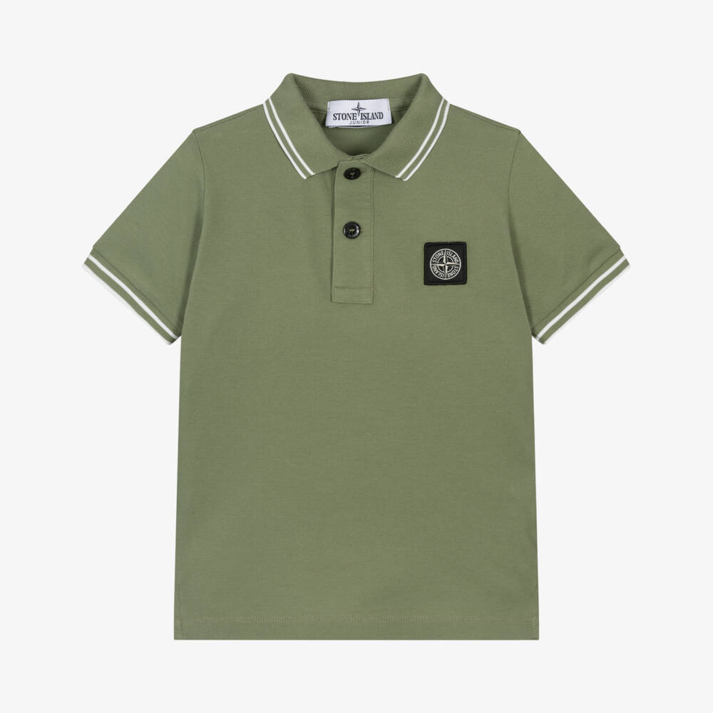 Stone Island Junior-Boys Moss Green Organic Cotton Polo Shirt | Childrensalon