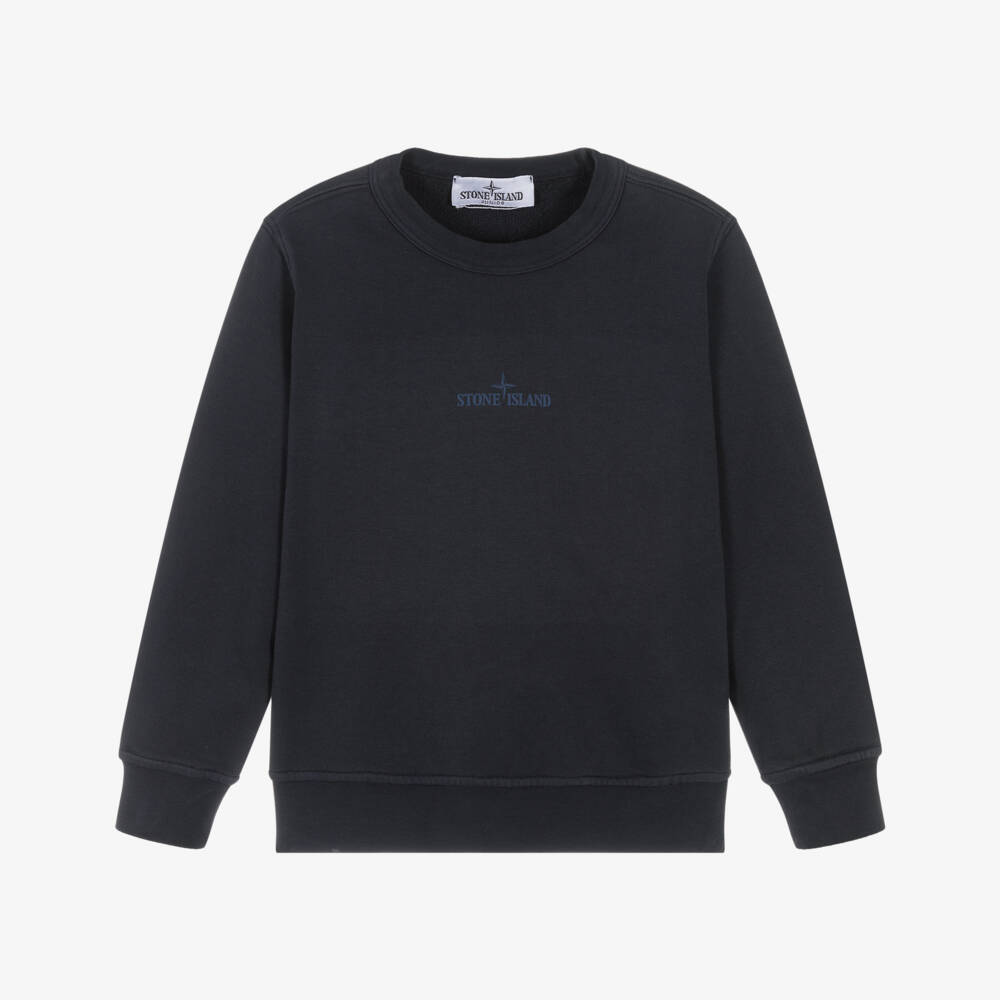 Stone Island Junior-Boys Navy Blue Cotton Compass Logo Print Sweatshirt  | Childrensalon