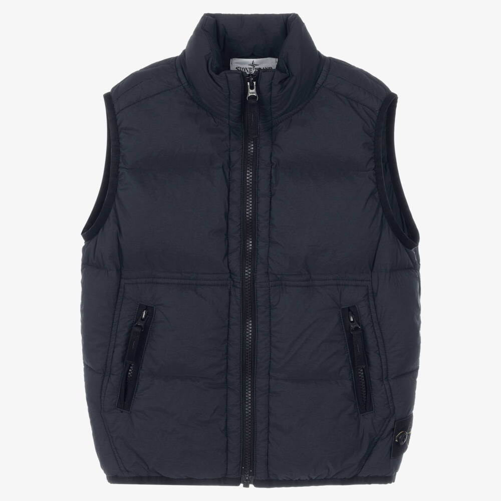 Stone Island Junior-Boys Navy Blue Down Padded Gilet with Compass Badge | Childrensalon