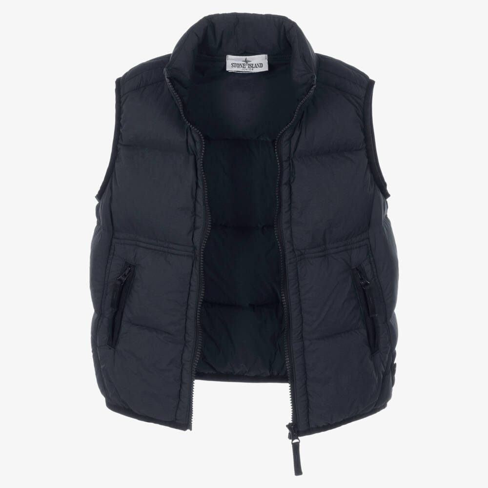 Stone Island Junior-Boys Navy Blue Down Padded Gilet with Compass Badge | Childrensalon
