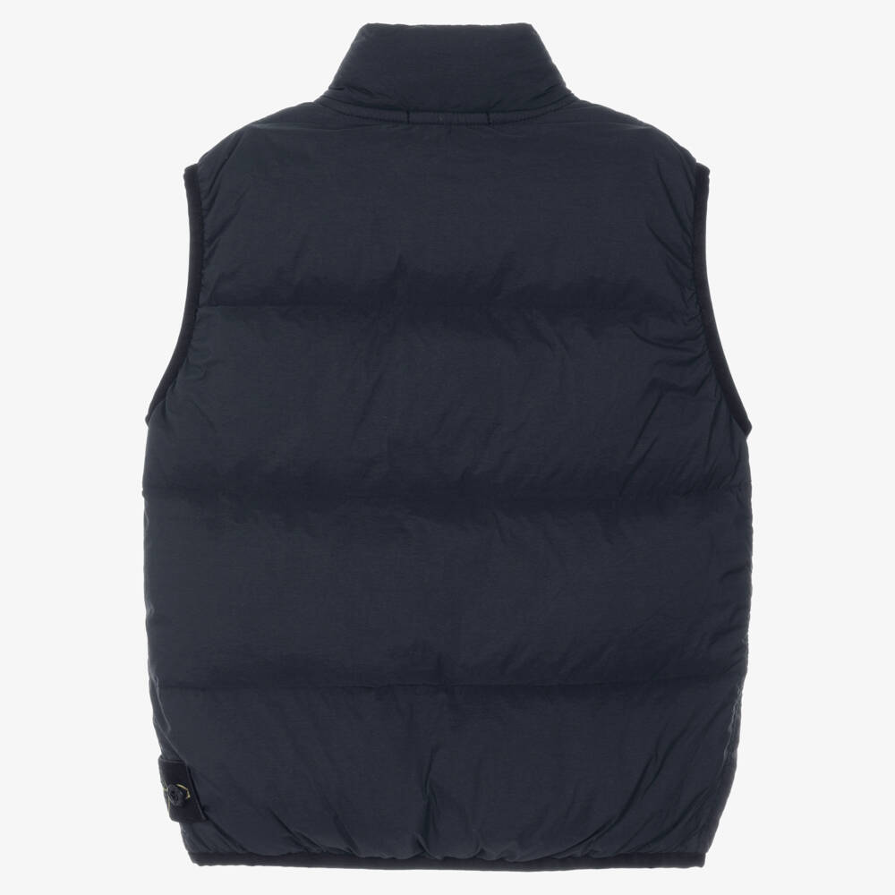 Stone Island Junior-Boys Navy Blue Down Padded Gilet with Compass Badge | Childrensalon