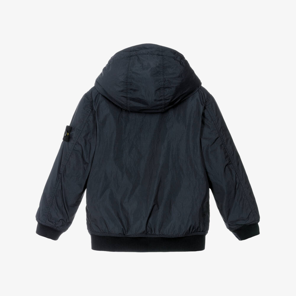 Stone Island Junior-جاكيت بغطاء رأس لون كحلي للأولاد  | Childrensalon