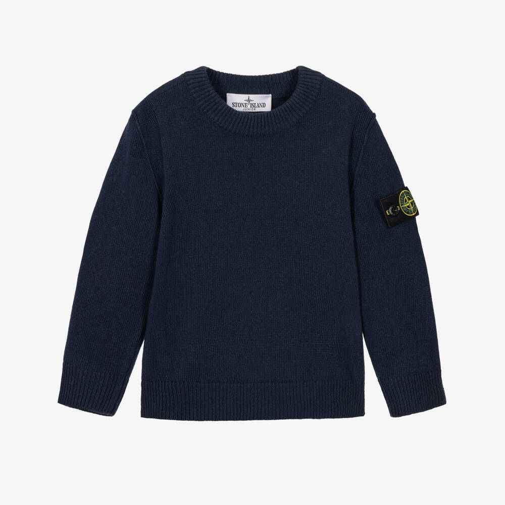 Stone Island Junior-Boys Navy Blue Knitted Compass Sweater | Childrensalon