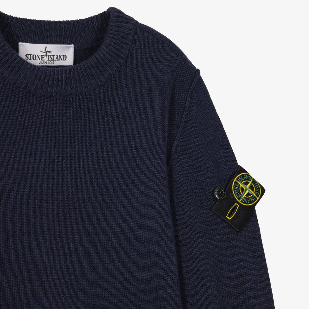 Stone Island Junior-Boys Navy Blue Knitted Compass Sweater | Childrensalon