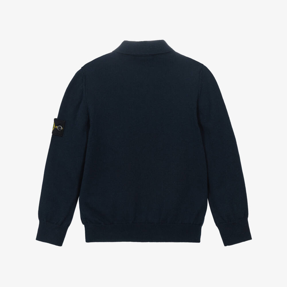 Stone Island Junior-توب بولو قطن محبوك لون كحلي للأولاد | Childrensalon