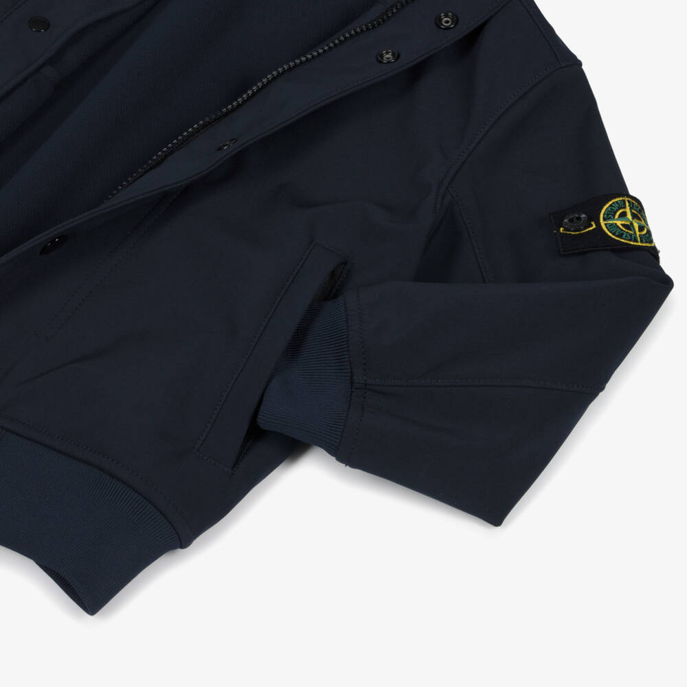 Stone Island Junior-Boys Navy Blue Soft Shell Waterproof Jacket | Childrensalon