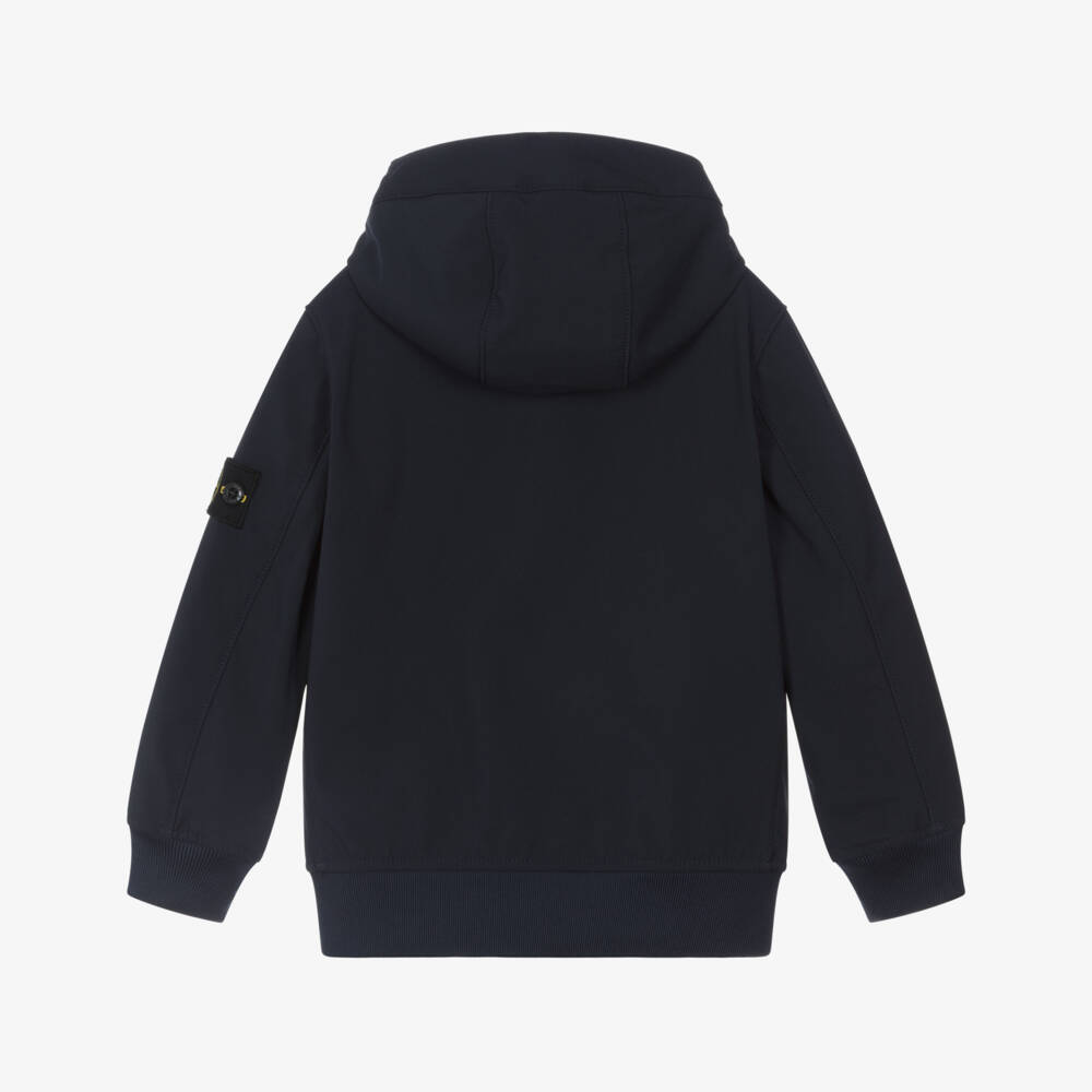 Stone Island Junior-Boys Navy Blue Soft Shell Waterproof Jacket | Childrensalon